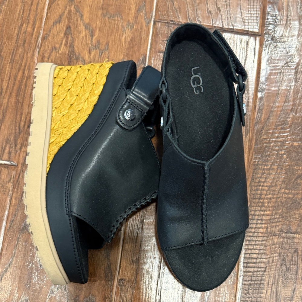 UGG Black Wedge Sandals
